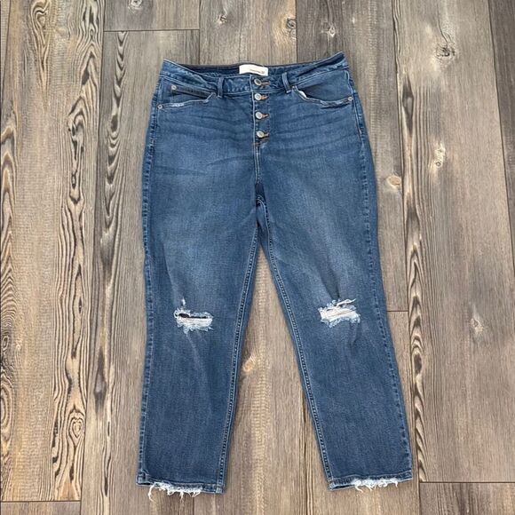 Maurice’s Distressed Knee Button Fly Denim - Picture 1 of 10